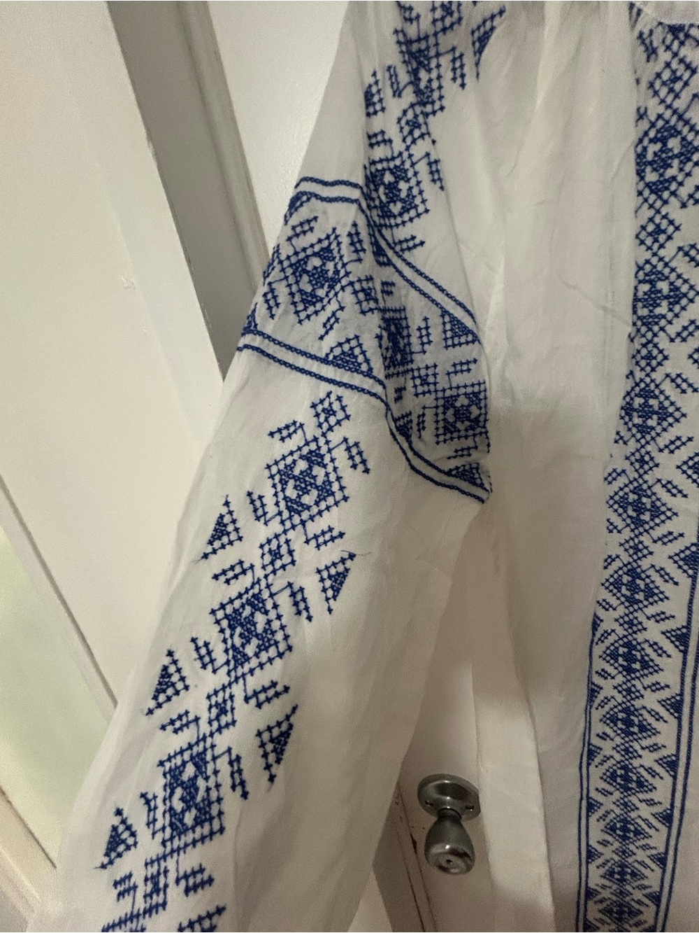 Haute Hippie White Maxi Dress with Blue Embroidery - Picture 4 of 5